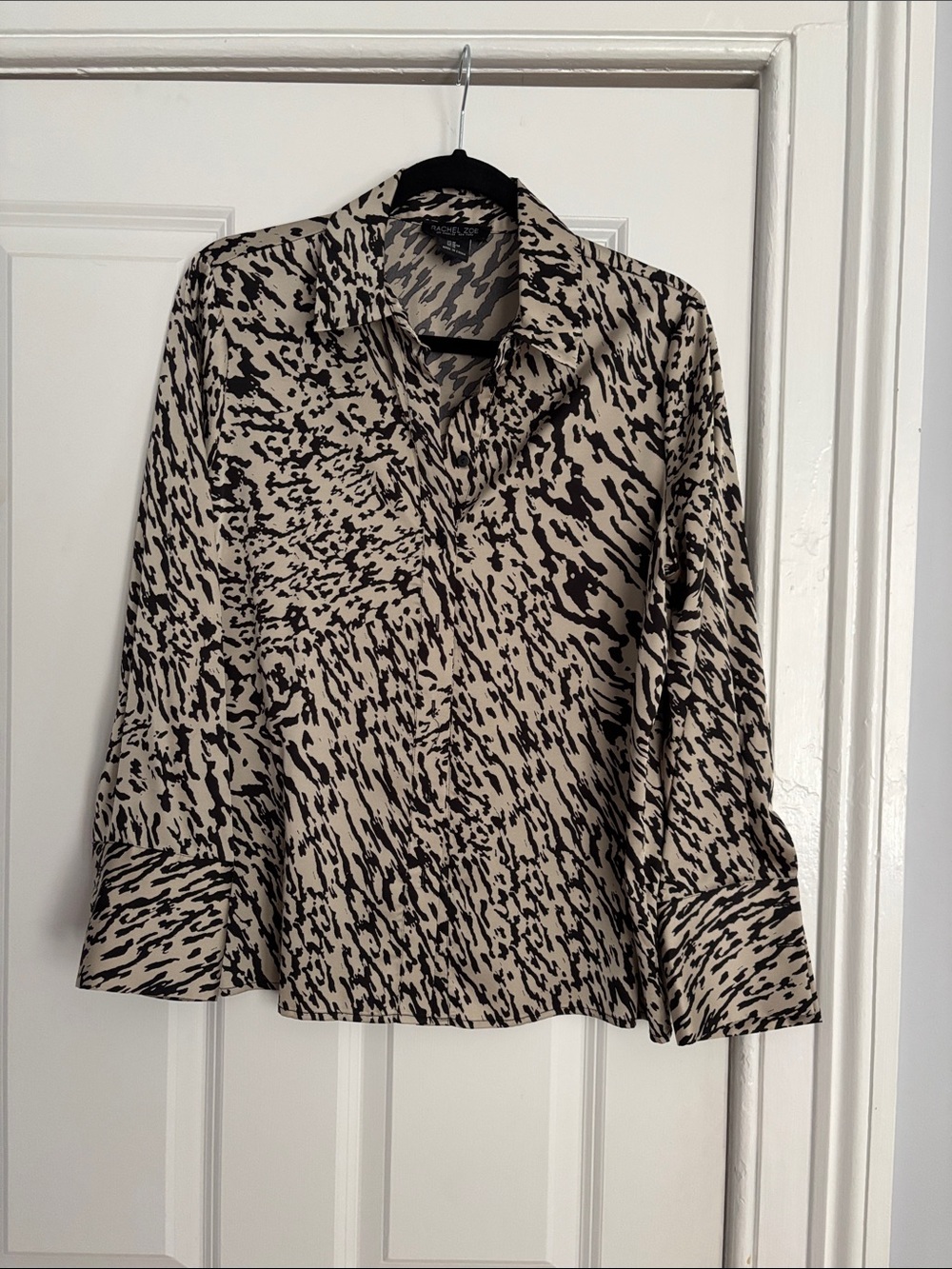 Rachel Zoe Black and Beige Abstract Print Blouse